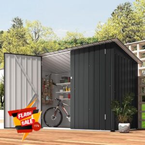 YODOLLA 3×7ft Metal Bike Shed