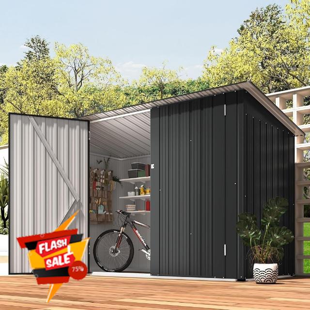 YODOLLA 3×7ft Metal Bike Shed