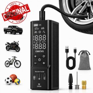 Car Tyre Inflator Air Compressor - Integrated Nozzle Storage                                                          3x Faster Inflation