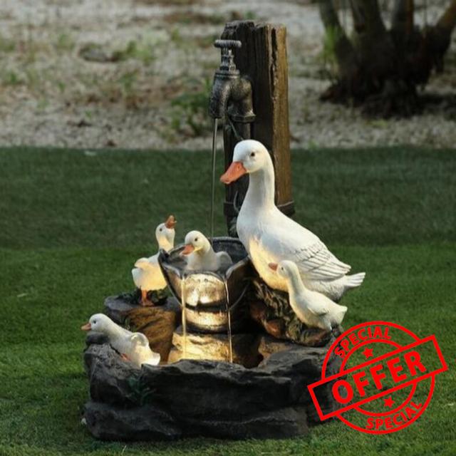 USB and solar water features indoor and outdoor three squirrels sculpture fountain statue garden LED light pool waterfall decoratio