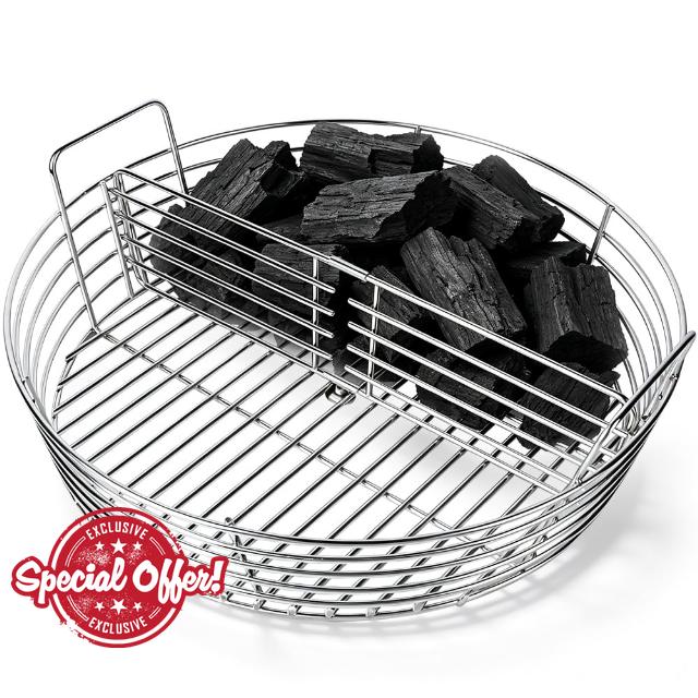 19" Stainless Ash Charcoal Basket with Divider for Big Green Egg XL                                                          Stainless Steel