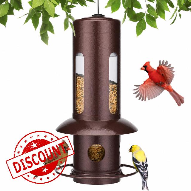Kingsyard Squirrel Proof Bird Feeder for Outdoors Hanging