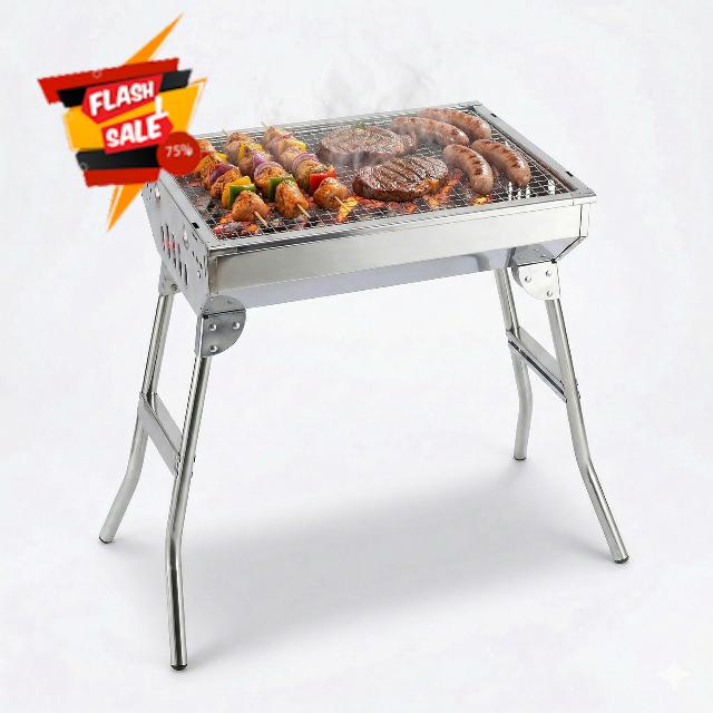 Stainless Steel Portable Charcoal BBQ Grill with Stand