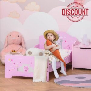 HOMCOM Kids Bed Princess Castle Toddler Bed 3-6 Years Pink 143 x 73 x 60 cm                                                          Side Rails