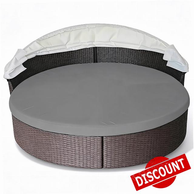 66.14 Inch Diameter Gray Waterproof Outdoor Daybed Cushion Cover