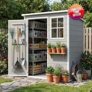 5×3 FT Plastic Garden Storage Shed with Floor