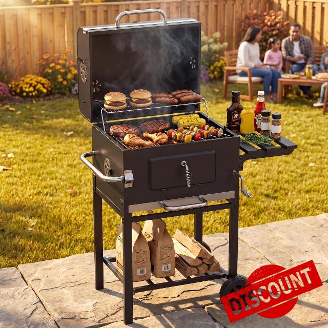 Aoxun XL Charcoal BBQ Grill Outdoor Smoker