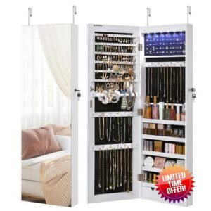 SONGMICS Lockable Mirror Jewellery Cabinet Armoire