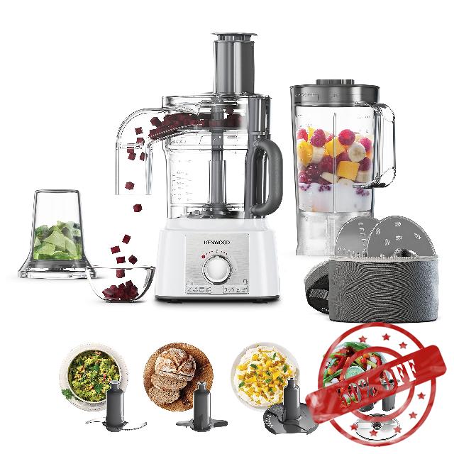 Kenwood FDP65.860WH food processor with 9 attachments. Express Serve and Dice