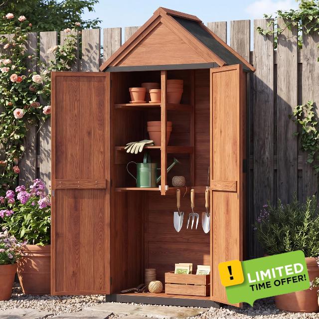 Aoxun Tall Wooden Garden Cabinet 70x38x166cm