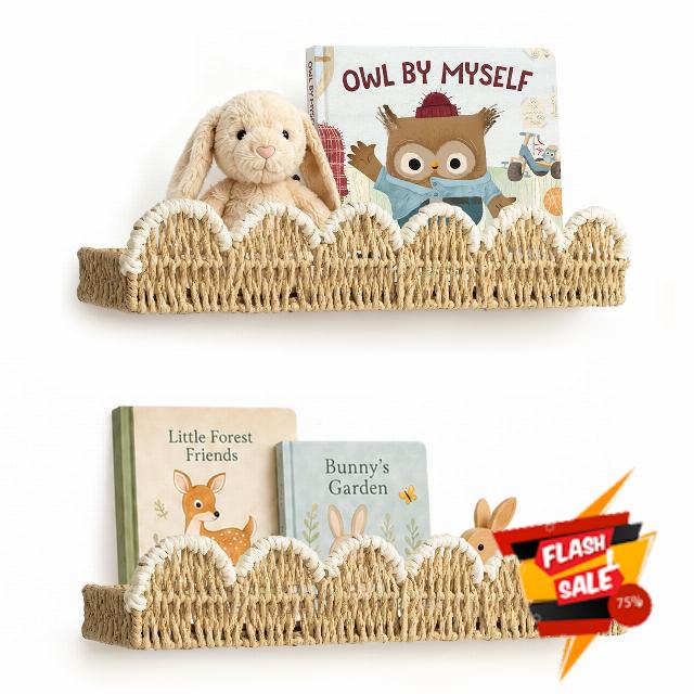 AELS Scalloped Nursery Bookshelf Set of 2