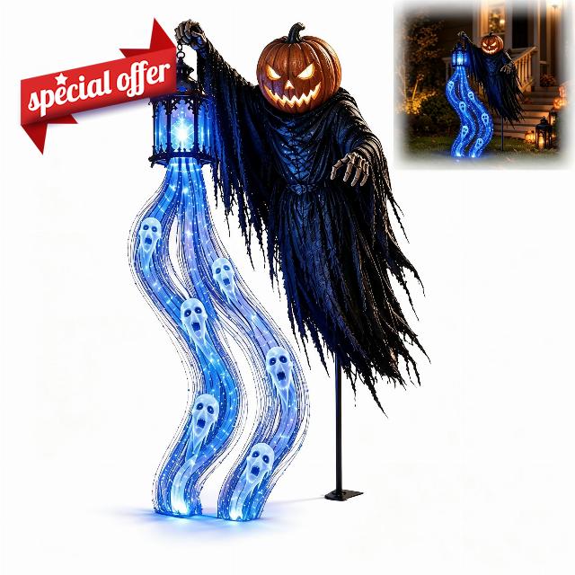 Halloween Soul Harvester Animated Solar Garden Stake Light                                                          Halloween Yard Decor