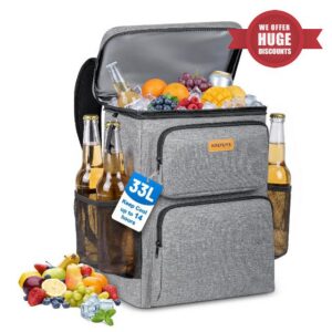 33L Insulated Cooler Backpack Leakproof for Beach Camping Picnic & Travel                                                          14-Hour Cooling Performance