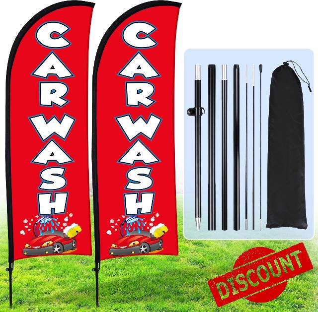 Hahafelt 2 Sets 8ft Car Wash Feather Flag Kit