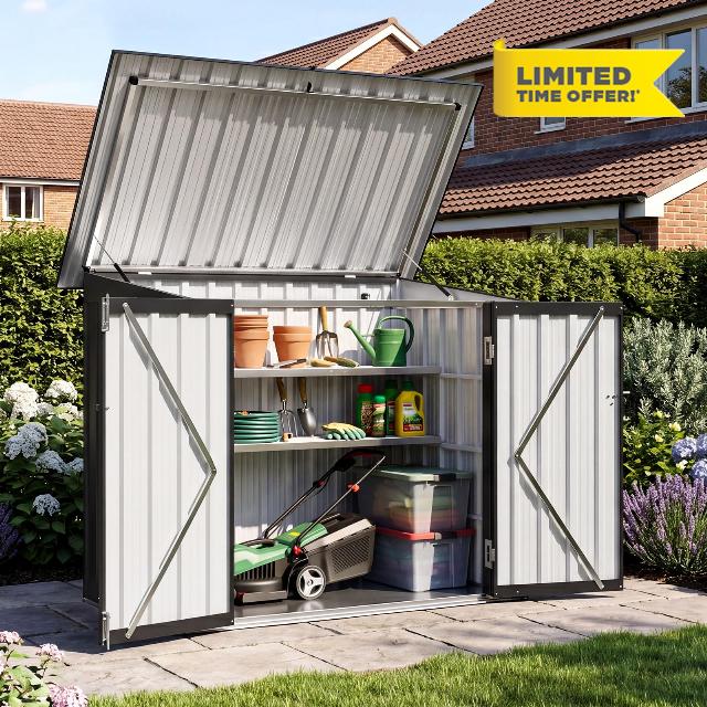 Aoxun 4.7x2.9ft(Overall Dimensions) Metal Garden Shed