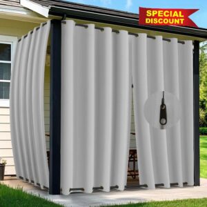 Arfntevss Outdoor Curtains for Patio Waterproof 2 Panels Blackout Extra Wide Curtains with Zipper Top & Bottom Grommet Sun Blocking Outdoor Privacy Drape for Gazebo Porch Pergola (110x84