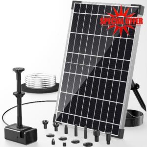POPOSOAP 12W Solar Fountain Pump 600 L/h with 4200 mAh Battery Backup                                                          Solar Pond Pump Adjustable Flow