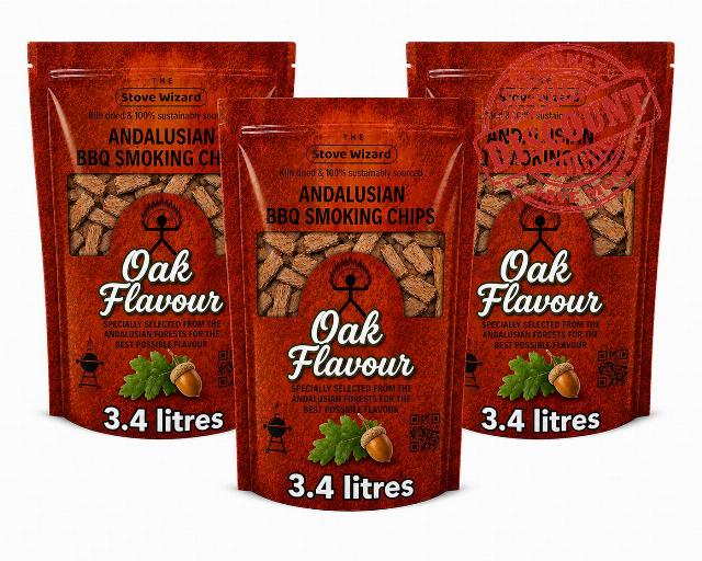 Oak Smoking Wood Chips 3.4 Litres                                                          100% natural oak wood chips for gas