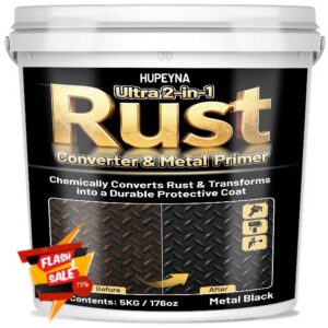 Hupeyna 2 in 1 Rust Converter & Metal Primer (5KG / 176oz)                                                          Black Rust Inhibitor Paint for Metal