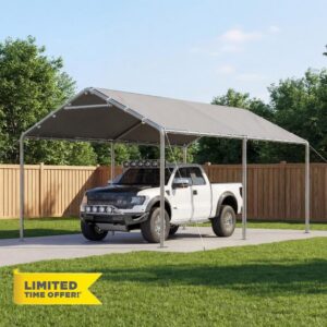 Aoxun 10x20FT Car Port Open Air Heavy Duty Car Tent Vehicle Shelter Grey                                                          3×6m Open Car Port
