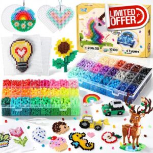 Zefy Fuse Beads Kit 48 Colors 10100 Pcs 5mm Perler Beads                                                          Iron Beads with 109 Patterns