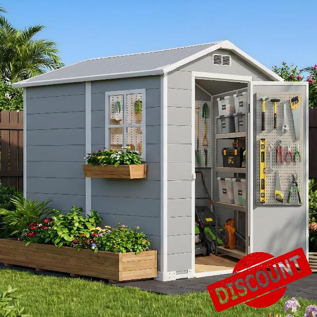 AIRAJ 4×6 FT Plastic Shed with Floor