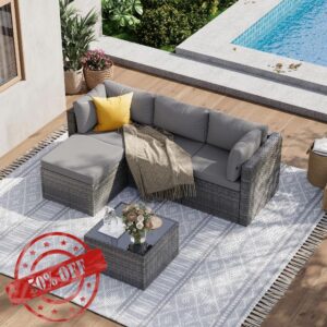 Aoxun 4 Seater Rattan Garden Furniture Sets