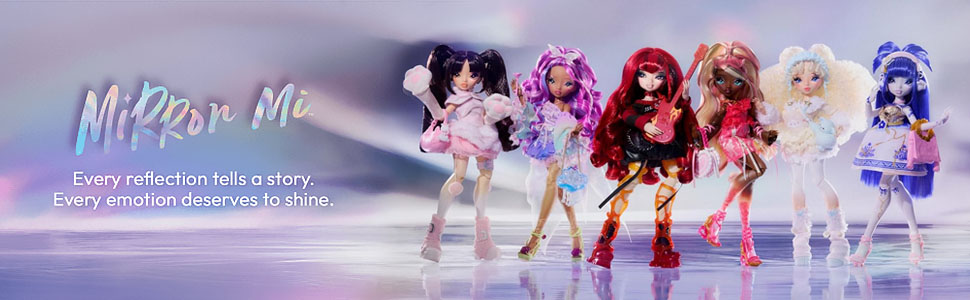 Text reads 'Miclam Mi' with decorative banner showing animated characters in purple and pink tones. Promotional graphic with illustrated figures and stylized branding elements.