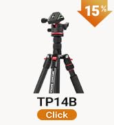 Text reads "MA019" and "50%". Black compact camera with tripod mount and accessories shown at 50% discount.