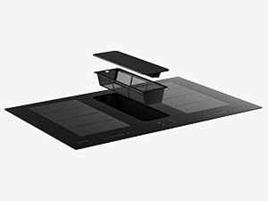 Black expandable standing platform or stage with adjustable height mechanism, featuring multiple viewing angles and elevated pop-up section for product display or presentation purposes.