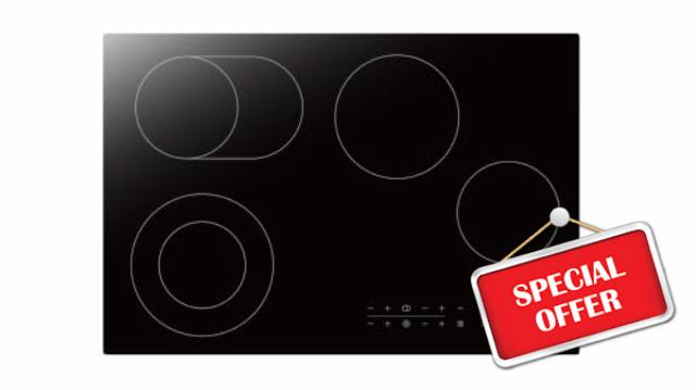 Cookology TCH771 77cm Black 4 Zone Ceramic Hob