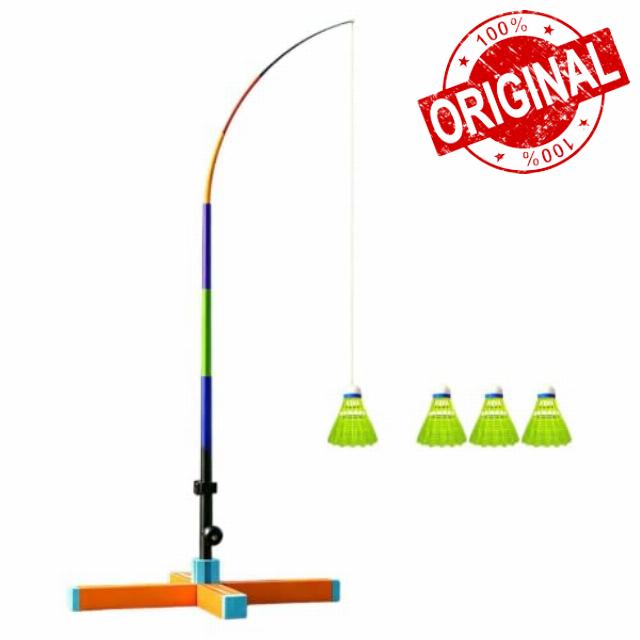 Badminton Self Training Tool - Single Player Automatic Rebound Adjustable Height | Badminton Training Kit | Solo Practice Exercise Equipment | Portable Elastic Shuttlecock Trainer Base For Balcony Cou