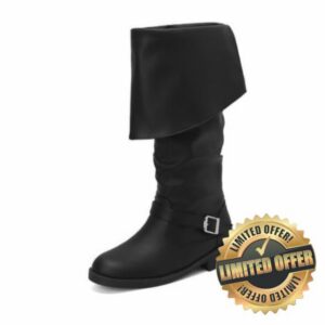 Men's Pirate Boots Fold Over Faux Leather Renaissance Costume Boots                                                          Faux leather upper