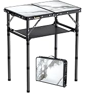 Anbte Folding Camping Table, 88 cm x 40 cm Aluminum Folding Table 3 Adjustable Height, Camping Ta...
