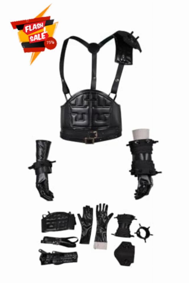 Cloud Strife Cosplay Belt Glove Black PU Leather Armour Anime Accessory Set                                                          PU Leather Shoulder Guard
