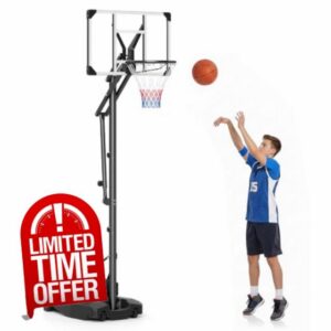 COSTWAY Basketball Hoop and Stand for Kids and Adult                                                          131-263 cm Height Adjustable Basketball Goal System with Wheels and Weight Bag