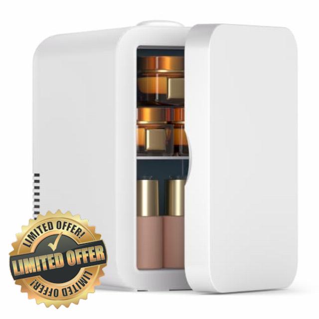 8L Mini Fridge for Bedrooms Portable Table Top Beauty Fridge White           [Energy Class F]                                                  Cooler & Warmer