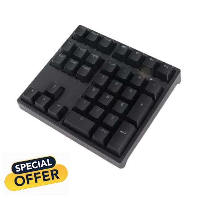 Wakects Wired Numeric Keypad USB Wired Number Pad Mechanical Number Pad 34 Keys Blue Switch RGB Backlit 17 Lighting Effects Ergonomic Tilt Detachable Type C for OS X (Black)