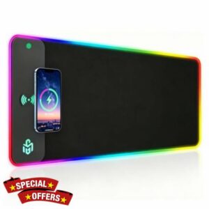 TARKARI Wireless Charging Mouse Pad 15W RGB Gaming Desk Mat 800x300                                                          Qi Fast Charging LED Mouse Mat Non-Slip Waterproof Gaming Mat for Laptop and Keyboard