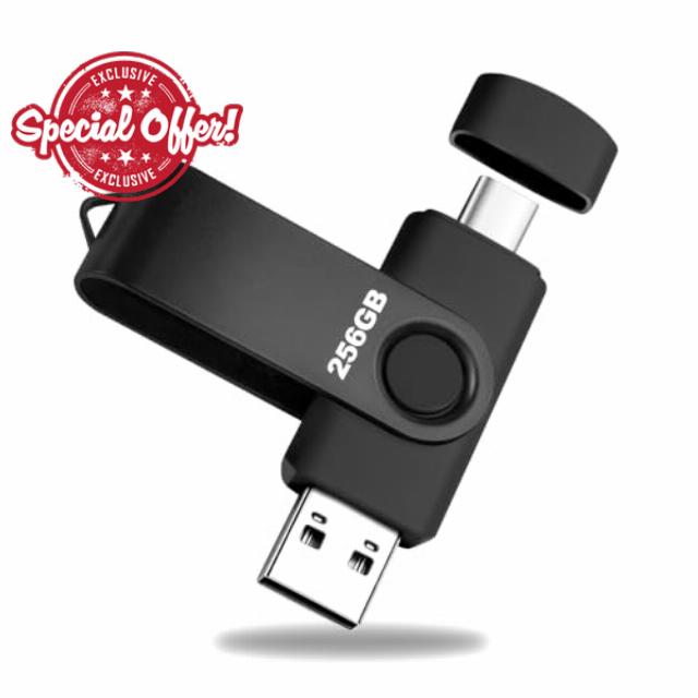 256GB USB Flash Drive Dual-Interface USB-C & USB 2.0