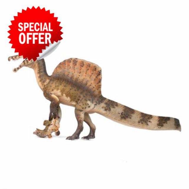 HAOLONGGOOD Spinosaurus Mirabilis Dinosaur with Fish Model(Heterochromatic)                                                          1:35 Movable Jaw Spinosaurus Prehistoric Animal Ancient Prehistory Model