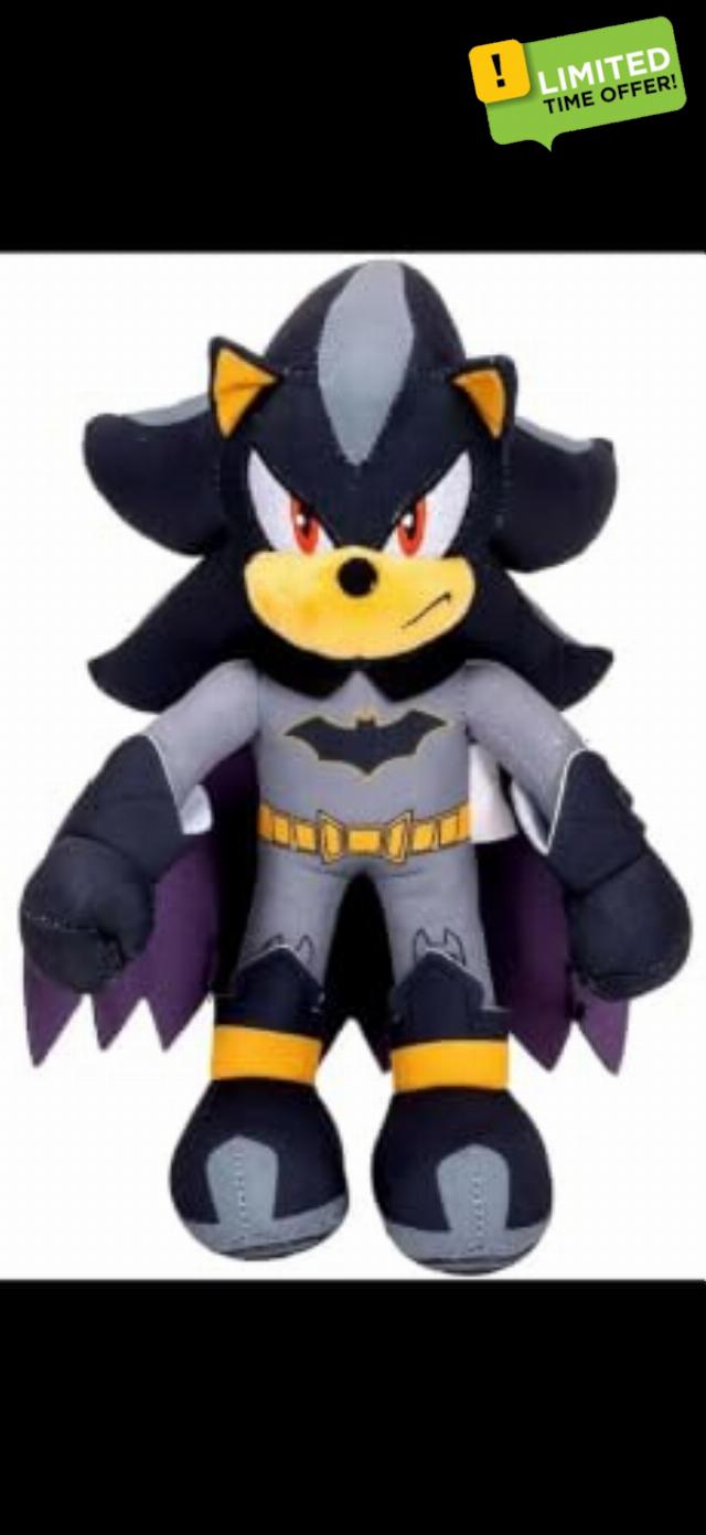 Sonic the Hedgehog x DC Shadow Batman Plush Toy                                                          Shadow as Batman plush character from the Sonic the Hedgehog x DC collectio