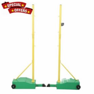 Portable Volleyball & Badminton Poles with Net – Mobile Stand with Wheels                                                          Portable Volleyball/Badminton Poles with Net & Wheel