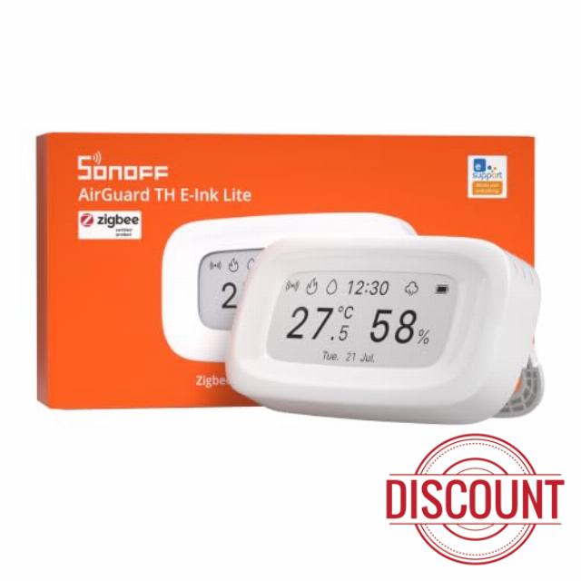 SONOFF Zigbee Thermometer Hygrometer SNZB-02UL with 2.9 " E-Ink Display                                                          Indoor Temperature Humidity Sensor with App Alerts