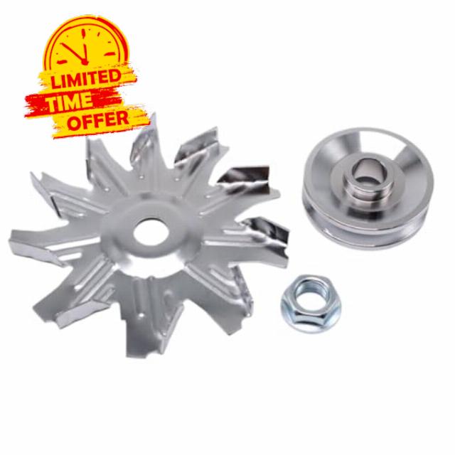 Alternator Fan and Pulley Kit Compatible with Small Block 283 327 350 383 400 Engines for 1957–1985 Models