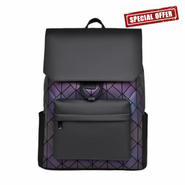 15.6 Inch Laptop Backpack with Lock Buckle & Drawstring Closure - Water Resistant Diamond Grid Design