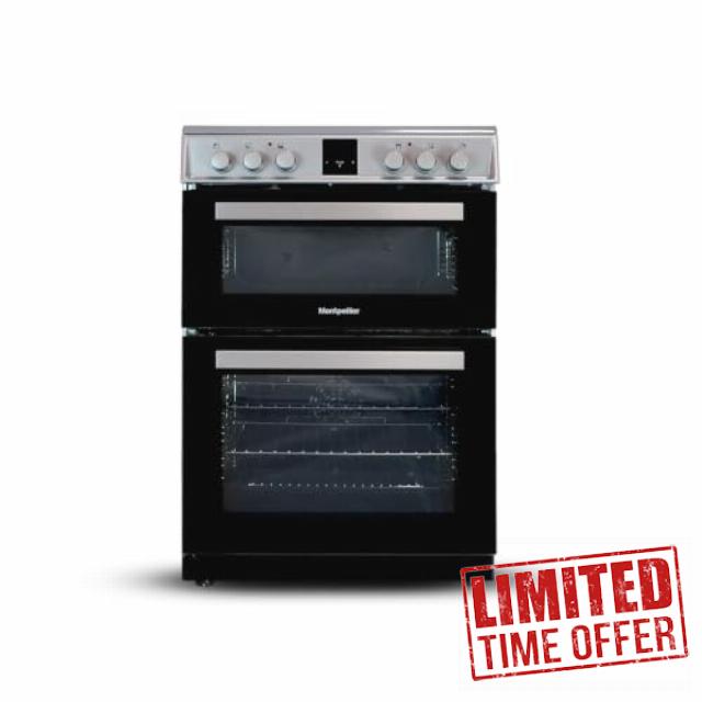 Montpellier MDOI60FS - Silver 60cm Induction Cooker - Dual Oven - A/A Energy           [Energy Class A]