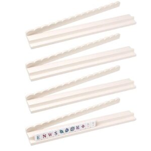 4-Pack Wooden Mahjong Racks with Pushers Gift Set for Mahjong