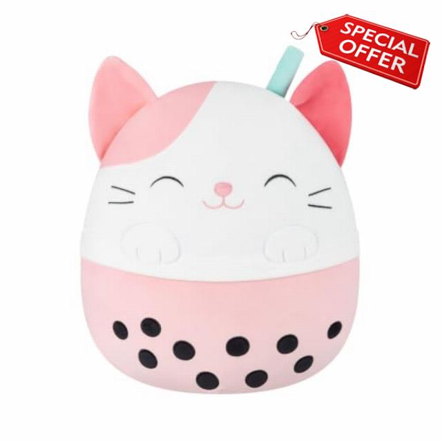 Squishmallows Original 16-Inch Roxy the Pink Calico Cat Boba Tea                                                          Official Jazwares plush
