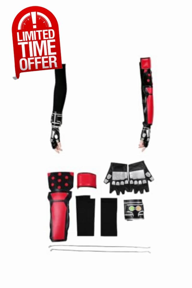 Tifa Lockhart Cosplay Costume Red Black Arm Sleeves Half Finger Gloves Set                                                          FF7 Inspired Costume Accessories for Adults